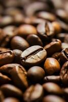 Closeup view of coffee beans or coffee seeds. photo