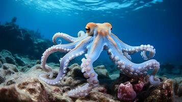 Octopus swimming at Pacific ocean. photo