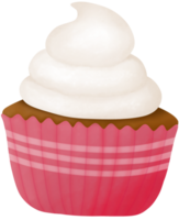 Cartoon drawing of a cupcake with soft whipped cream on top. png