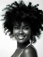 African black woman portrait, cute girl stock photo background, Generative AI