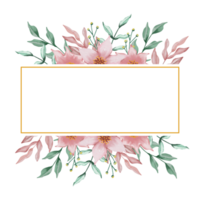 Rectangular frame with flowers and leaves bouquet png