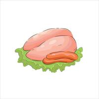 chicken breast in a plate vector