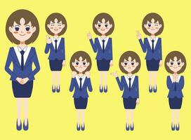 Cute office worker character in staff uniform. vector