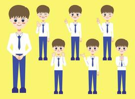 Cute office worker character in staff uniform. vector