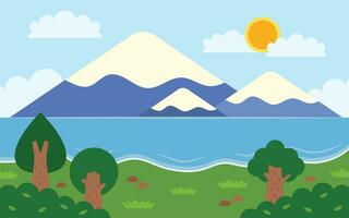 nature and landscape vector illustrations of trees, forests, mountains, flowers, plants,