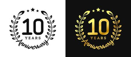 Anniversary 10 gold numbers. Minimalist design template, modern, elegant celebrating anniversary event. label, vector, sign, illustration, banner, symbol, icon, design, sticker, tag, badge, element vector