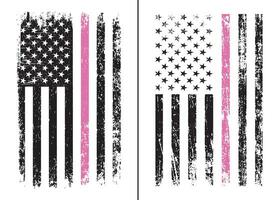 Thin Pink Line Beast Cancer Flag Design vector