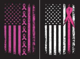 Breast Cancer Ribbon Flag Design vector