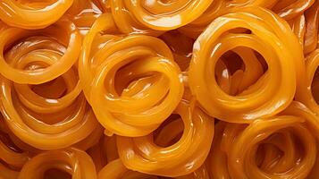 Generative AI, Jalebi, imarti, imarati, paneer jalebi or zulbia, Indian sweet food. photo