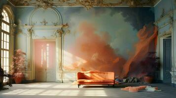 Beautiful Interior design, room background wallpaper, Generative AI photo