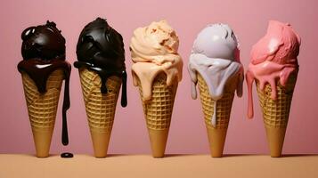 Ice cream illustration background design, summer vibes, ice cool, Generative AI photo