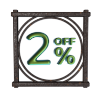 2 percent off with frame 3D render png