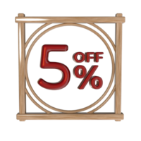5 percent off with frame 3D render png