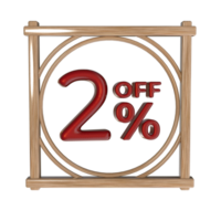 2 percent off with frame 3D render png
