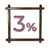 3 percent with frame 3D render png