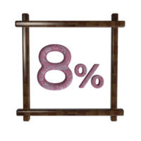 8 percent with frame 3D render png