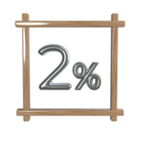 2 percent with frame 3D render png