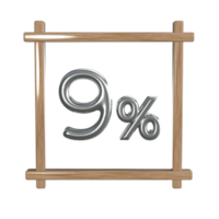 9 percent with frame 3D render png