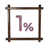1 percent with frame 3D render png