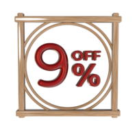 9 percent off with frame 3D render png