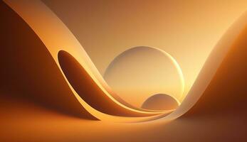 Generative AI, Beautiful gradient scene landscape with light orange, apricot color, horizontal wallpaper. Abstract studio room geometric background photo