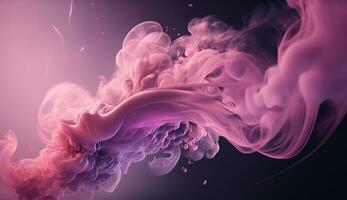 Generative AI, Flowing light pink, viva magenta smoke with splashes. Soft fluid banner, spring female mood, 3D effect, modern macro realistic abstract background illustration, ink in water effect photo