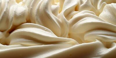 Generative AI, vanilla ice cream surface, close up texture of white ice cream like background. photo