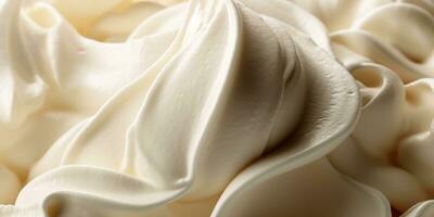 Generative AI, vanilla ice cream surface, close up texture of white ice cream like background. photo