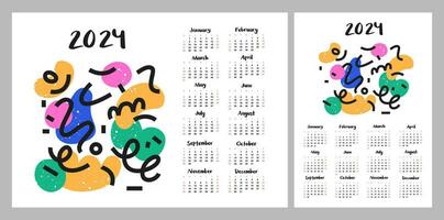 Calendar layout for 2024. Abstract illustration. Minimalistic monthly plan. Layout for printing A4, A5 vector