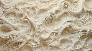 Generative AI, white, ivory and beige modelling clay, gypsum or ceramic background and texture, curls and flowing forms photo