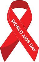 vector mundo SIDA día diciembre 1er. bandera con rojo cinta y texto mundo SIDA día.