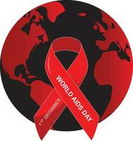 Vector World AIDS Day December 1st. Banner with red ribbon and text World Aids Day.