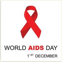 Vector World AIDS Day December 1st. Banner with red ribbon and text World Aids Day.