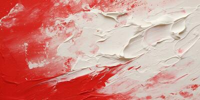 Generative AI, Closeup of impasto abstract rough white and red art painting texture photo