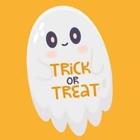 Halloween vector illustration with ghost. Trick or treat