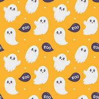 Halloween seamless pattern with cute ghost vector