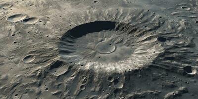 Generative AI, another alien planet surface relief, moon crater. Space background photo