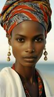 African black woman portrait, cute girl stock photo background, Generative AI