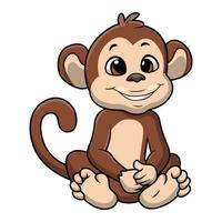 Cute little monkey cartoon on white background vector