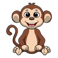 Cute little monkey cartoon on white background vector