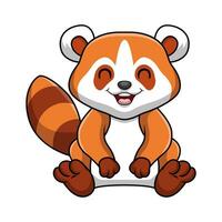 Cute little red panda cartoon on white background vector