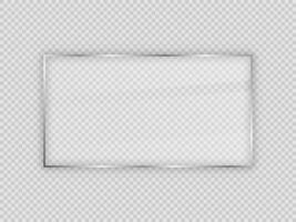 Glass plate in rectangular frame isolated on background. Vector illustration.