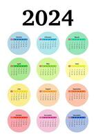 Calendar for 2024 isolated on a white background vector