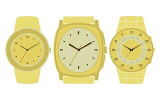 Set of three mechanical watches. Vector illustration