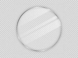 Glass plate in circle frame isolated on background. Vector illustration.