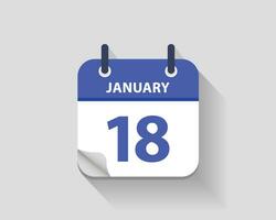 January 18. Vector flat daily calendar icon. Date and time, day, month. Year. Vector illustration