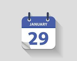 January 29. Vector flat daily calendar icon. Date and time, day, month. Year. Vector illustration