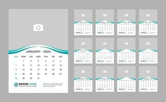 Wall Calendar 2024 Template. Modern design 2024 calendar template vector