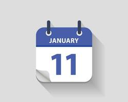 January 11. Vector flat daily calendar icon. Date and time, day, month. Year. Vector illustration