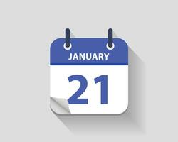 January 21. Vector flat daily calendar icon. Date and time, day, month. Year. Vector illustration